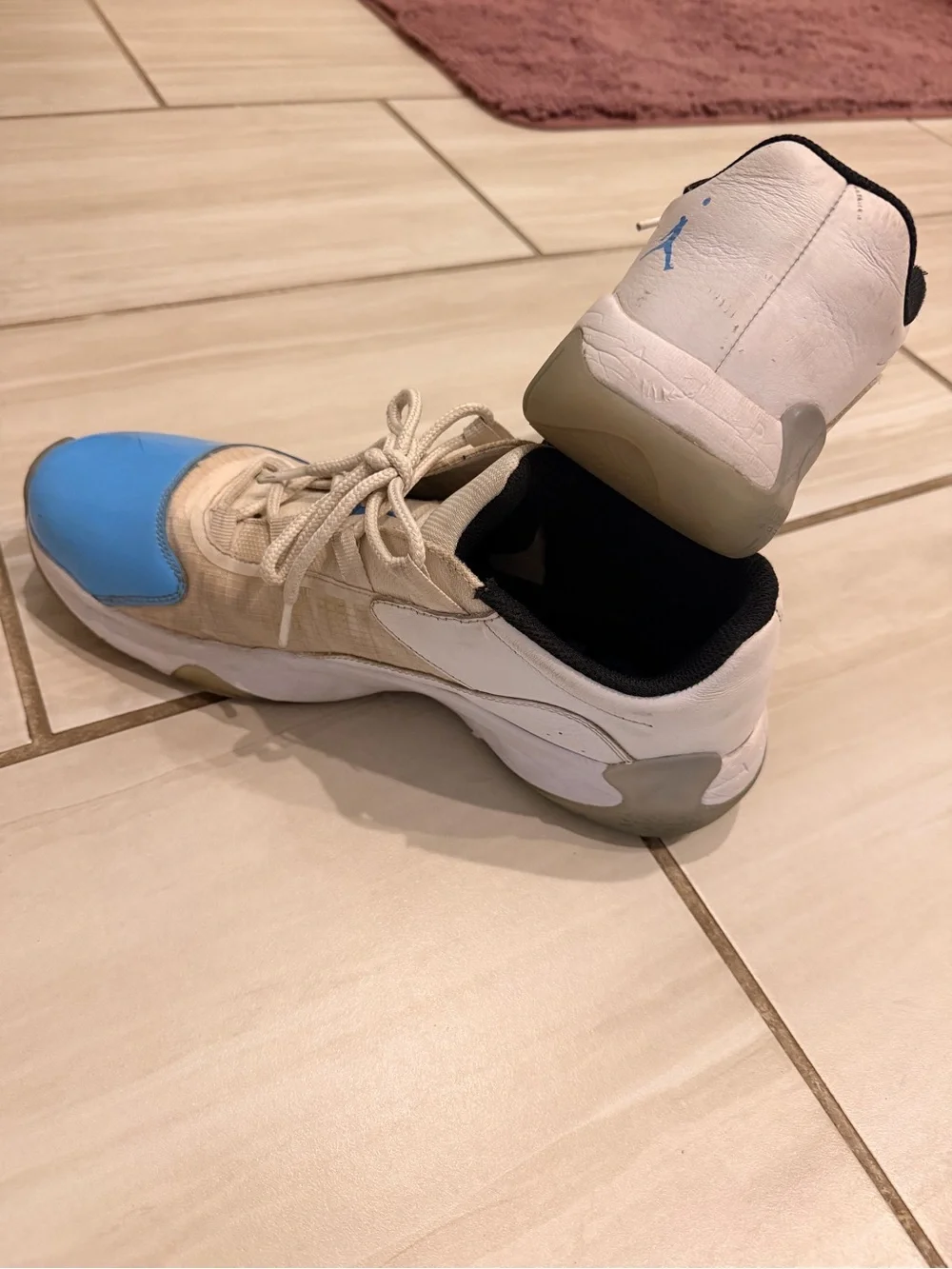 Jordan Men’s Basketball Low-Top Sneakers - White & Light Blue